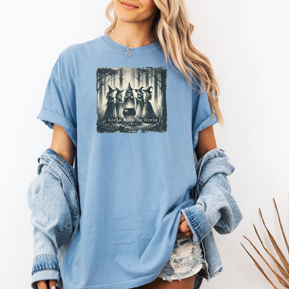 Vintage Girls Will Be Girls Witch Shirt, Mystical Forest T-Shirt, Boho Style Shirt, Witchy Vibe Tee, Vintage Halloween Women Shirt