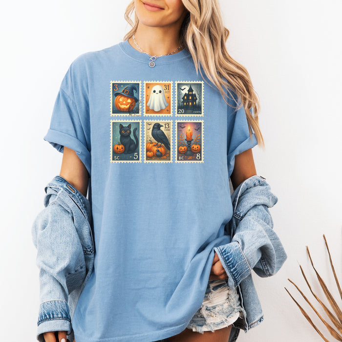 Halloween Stamp Shirt, Halloween Tee, Ghost Shirt, Cute Fall Shirt, Women's Halloween Tee, Pumpkin Season Tee, Cute Ghost, Comfort Colors®