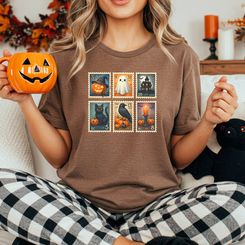 Halloween Stamp Shirt, Halloween Tee, Ghost Shirt, Cute Fall Shirt, Women's Halloween Tee, Pumpkin Season Tee, Cute Ghost, Comfort Colors®