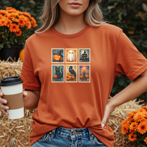 Halloween Stamp Shirt, Halloween Tee, Ghost Shirt, Cute Fall Shirt, Women's Halloween Tee, Pumpkin Season Tee, Cute Ghost, Comfort Colors®