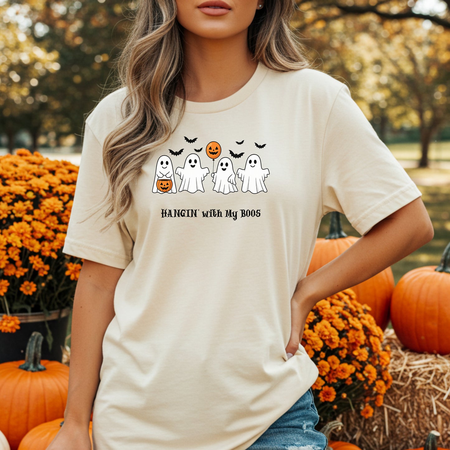 Hangin With My Boos Shirt, Spooky Ghost Tee, Halloween Shirt, Fall Festival Apparel
