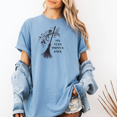 Yes I Can Drive a Stick – Witch Halloween Tee