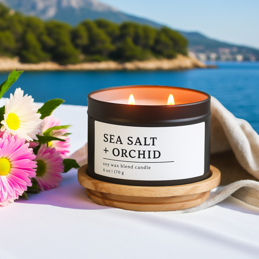 Sea Salt + Orchid Soy Wax Blend Candle, 6 oz 2-Wick