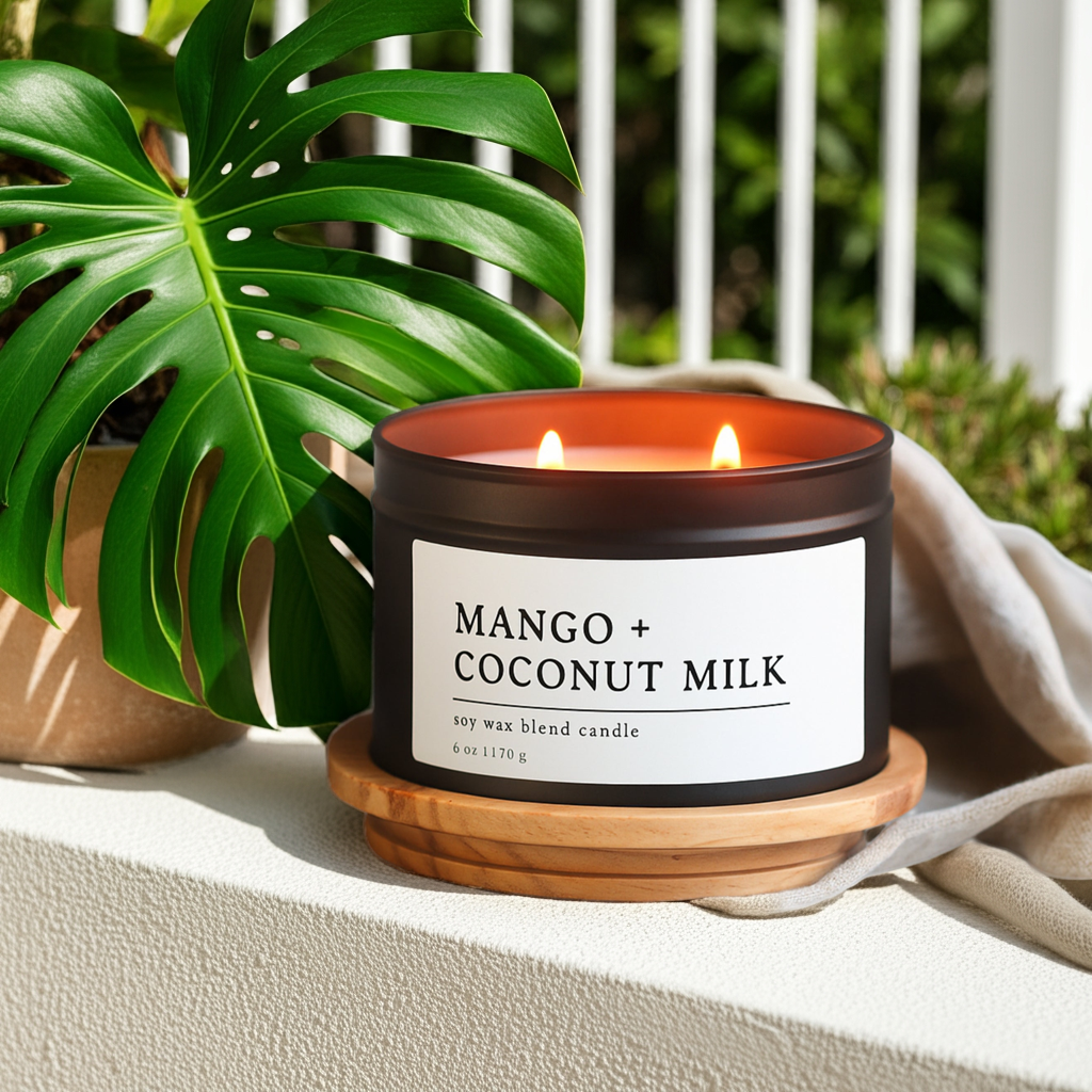Mango + Coconut Milk Soy Wax Blend Candle, 6 oz 2-Wick
