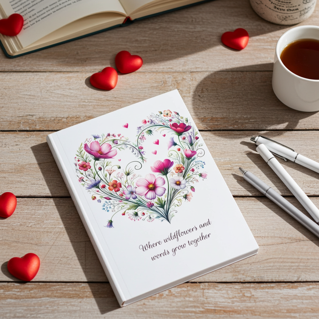 Wildflower Floral Heart Journal, Blooming Botanical Notebook